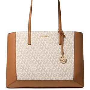 Michael Kors Brown and Cream Tote with Gold Hardware